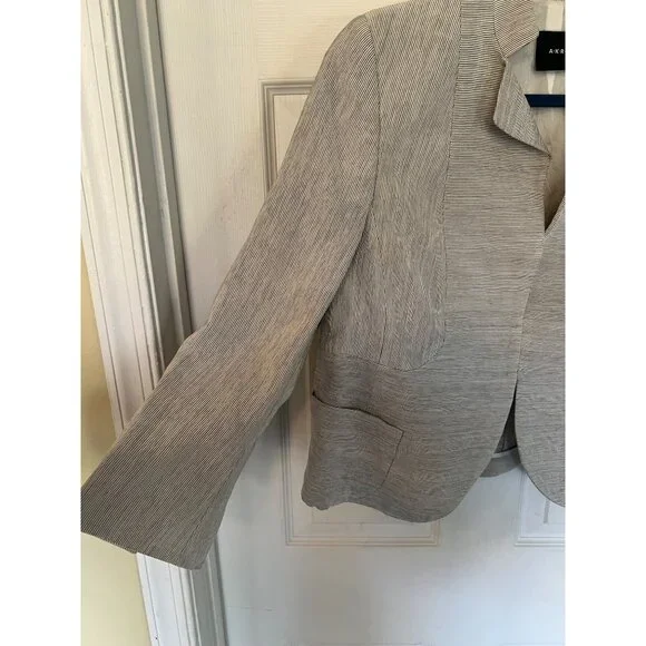 Akris Wool & Silk Career Wear Grey Blazer Size 10 - Picture 4 of 12